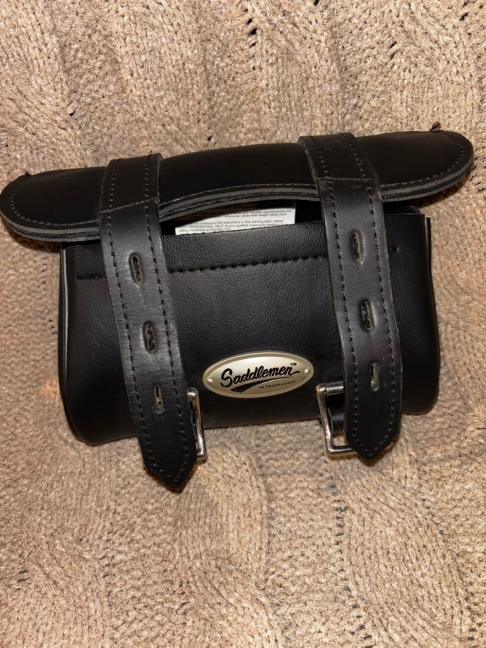Black Leather Toiletry Roll for Men